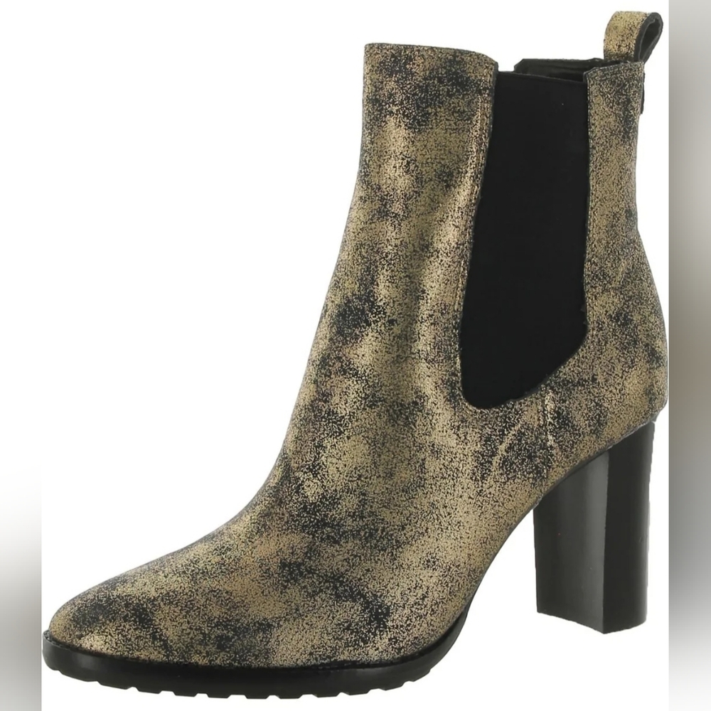 Lauren Ralph Lauren Women's Mylah Stretch Ankle Chelsea Boots, Gold/Black, S8.5